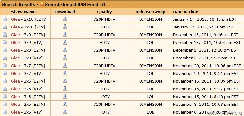 ezrss-glee-search